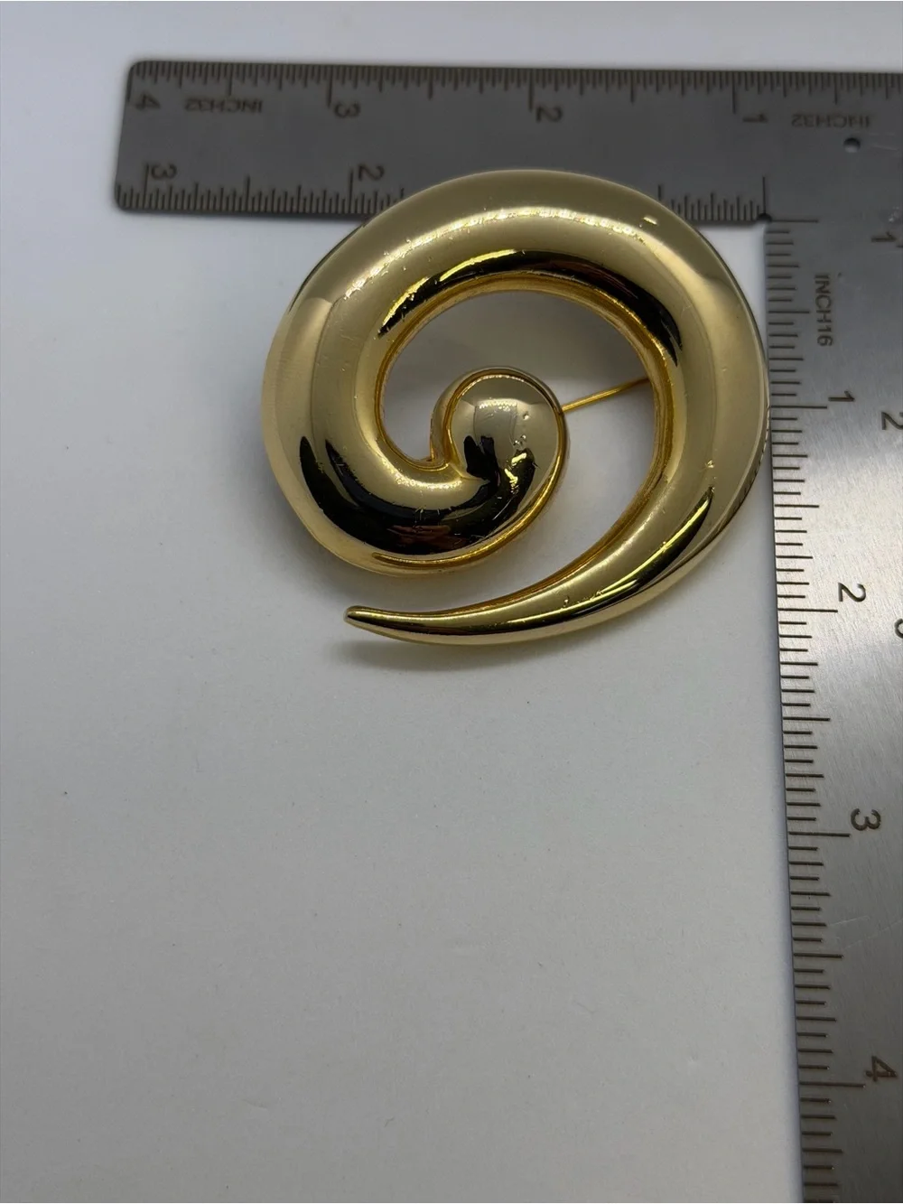 Gold Spiral Brooch Pin - Elegant Home Accent